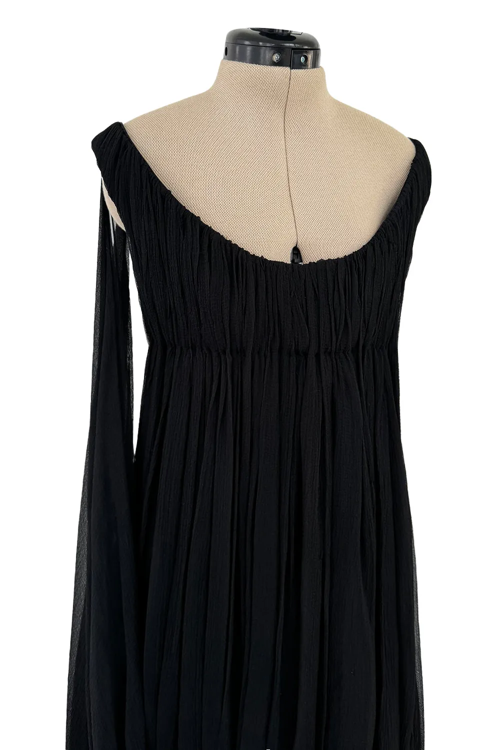 Extraordinary Fall 2008 Alexander McQueen 'The Girl Who Lived in the Tree' Black Silk Chiffon Trained Corset Dress