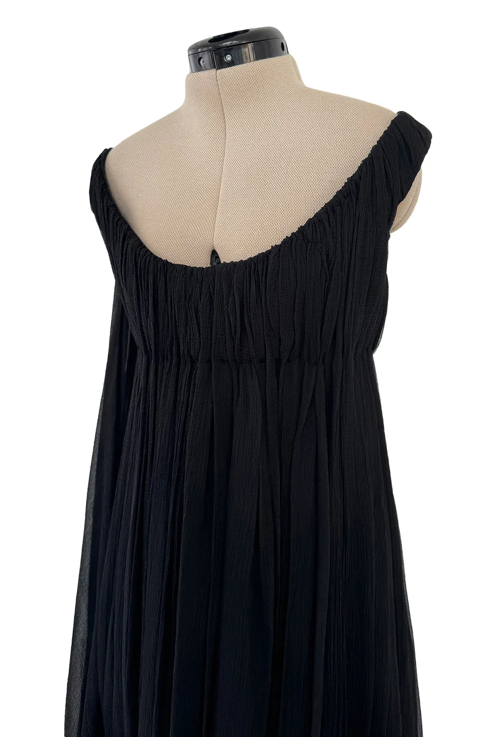 Extraordinary Fall 2008 Alexander McQueen 'The Girl Who Lived in the Tree' Black Silk Chiffon Trained Corset Dress