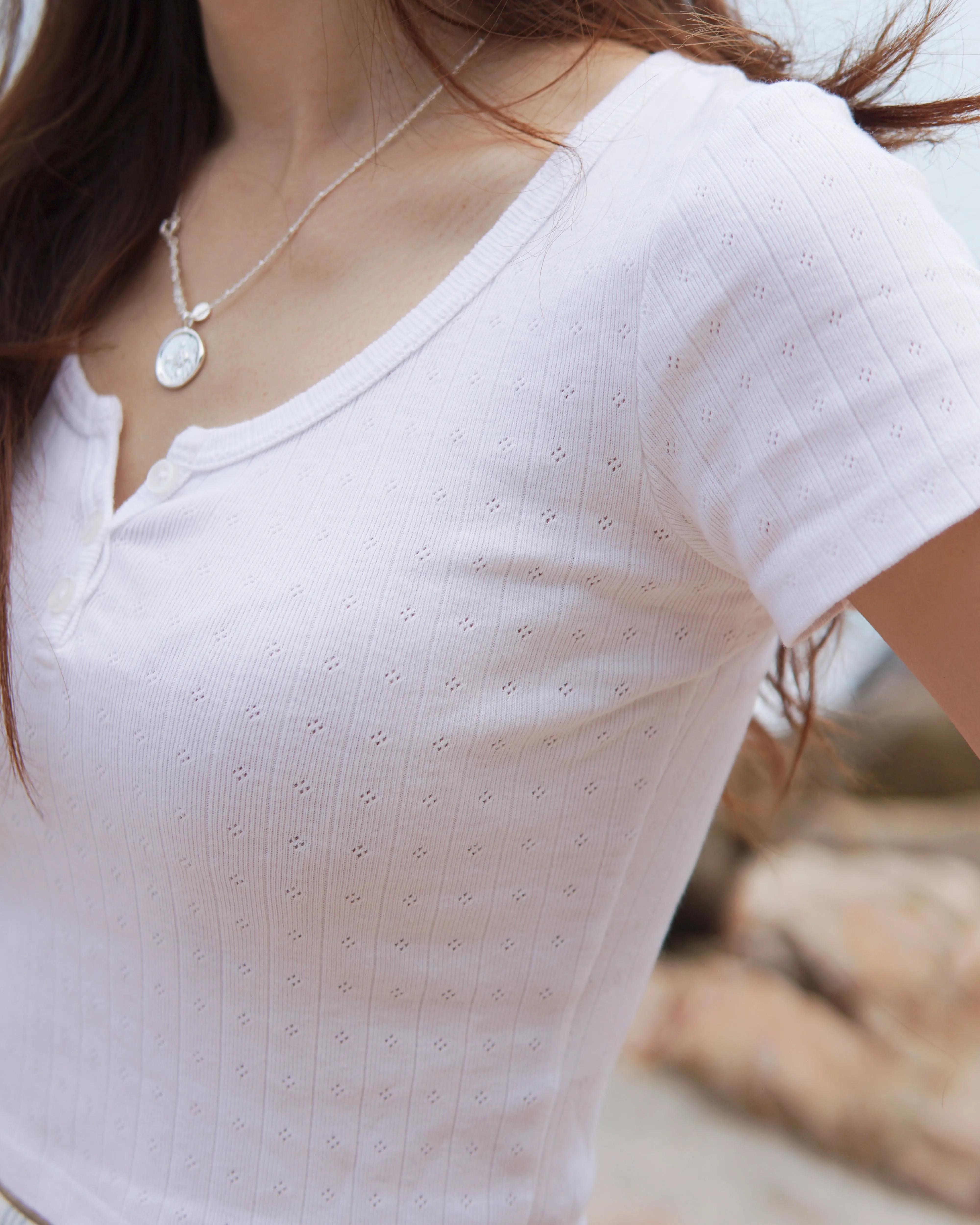 Eyelet Detail Crop Top