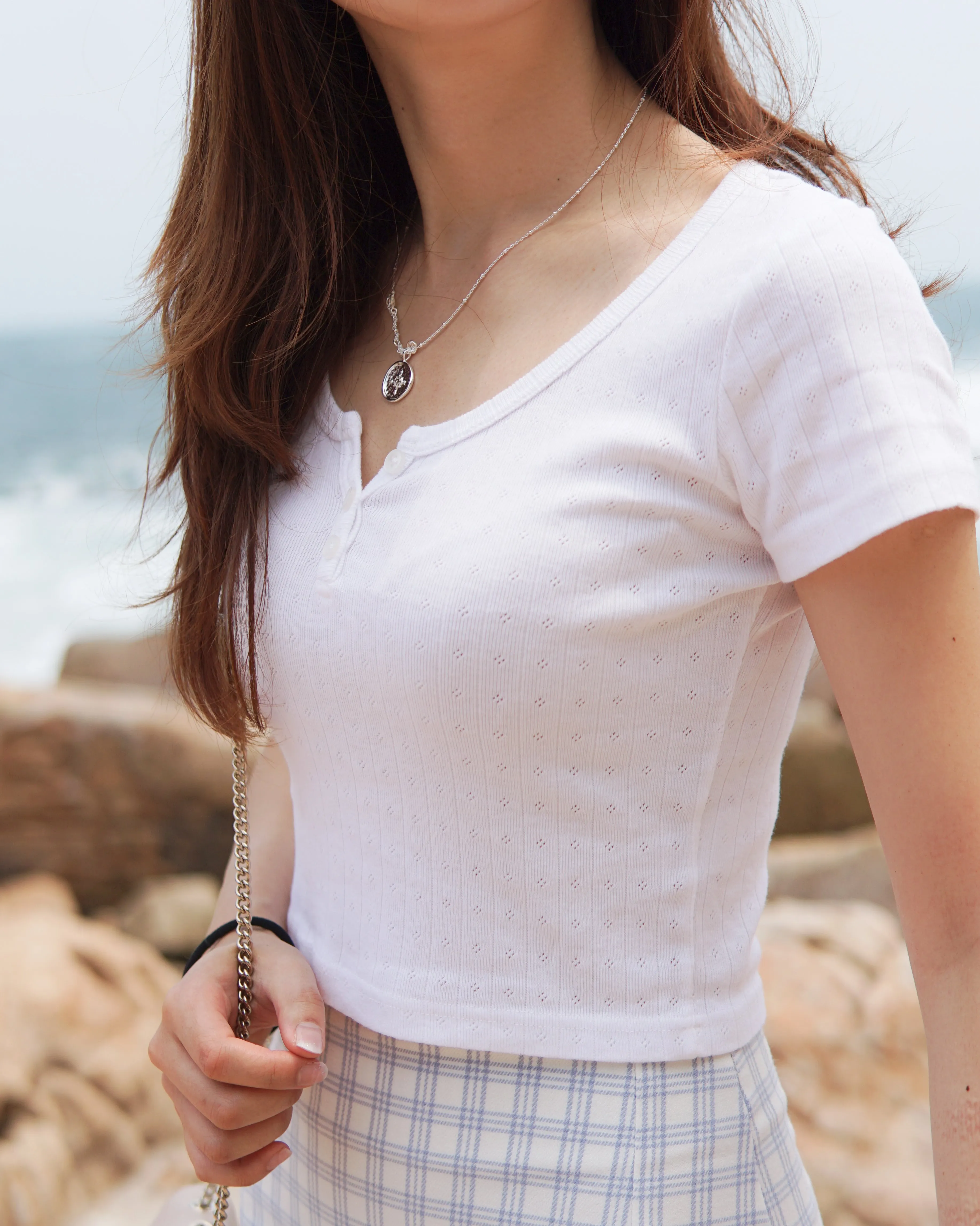 Eyelet Detail Crop Top