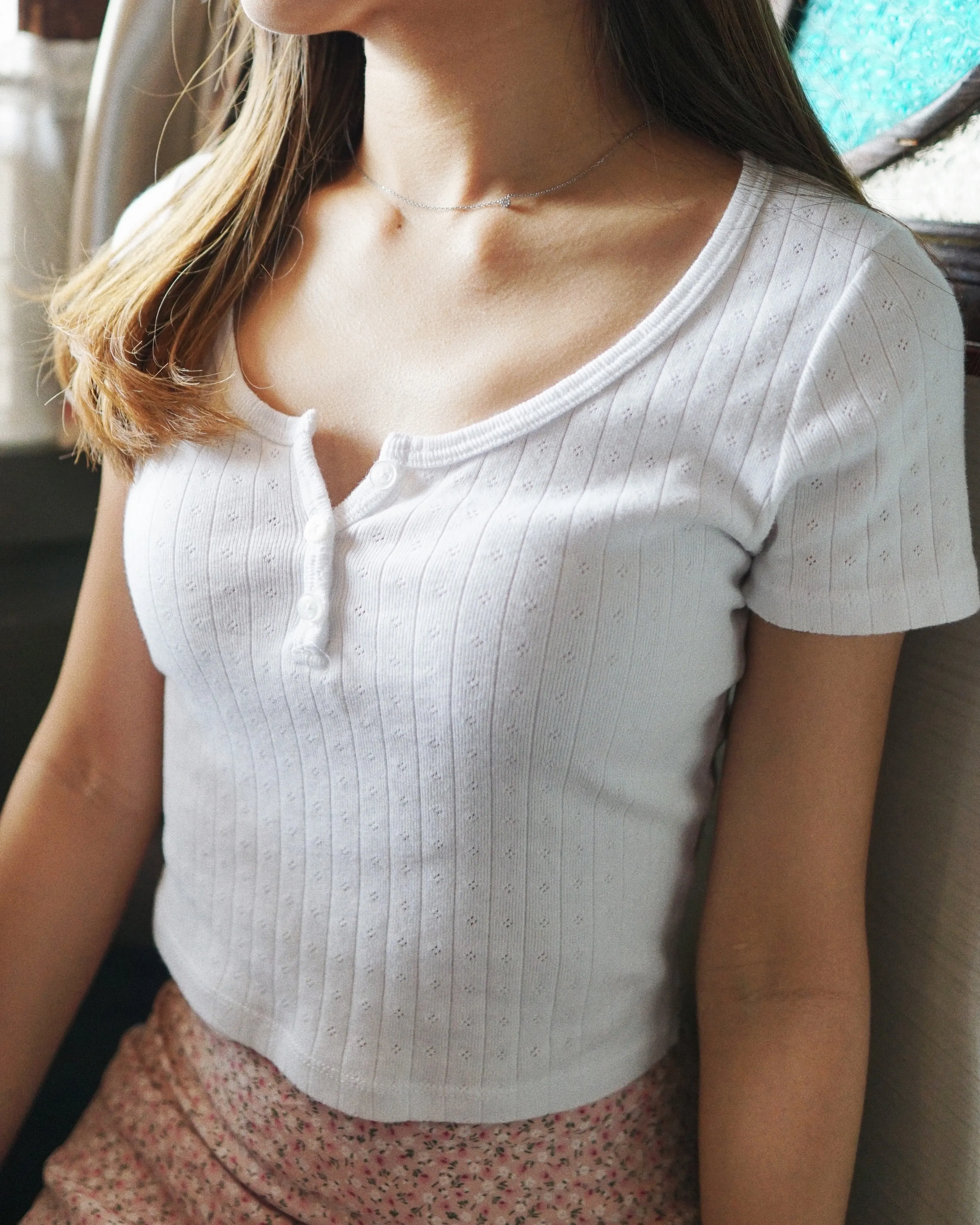Eyelet Detail Crop Top