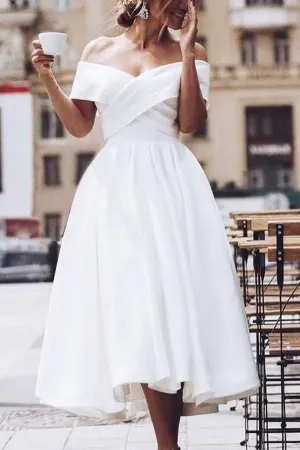 Fashion Short Prom Gowns with Pleats Off-the-shoulder Neckline