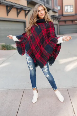 Feelin' The Fringe Plaid Poncho
