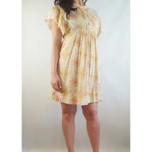 Fleur Wood floral dress with front rouching and flared sleeves size 3 (best fits size 12)