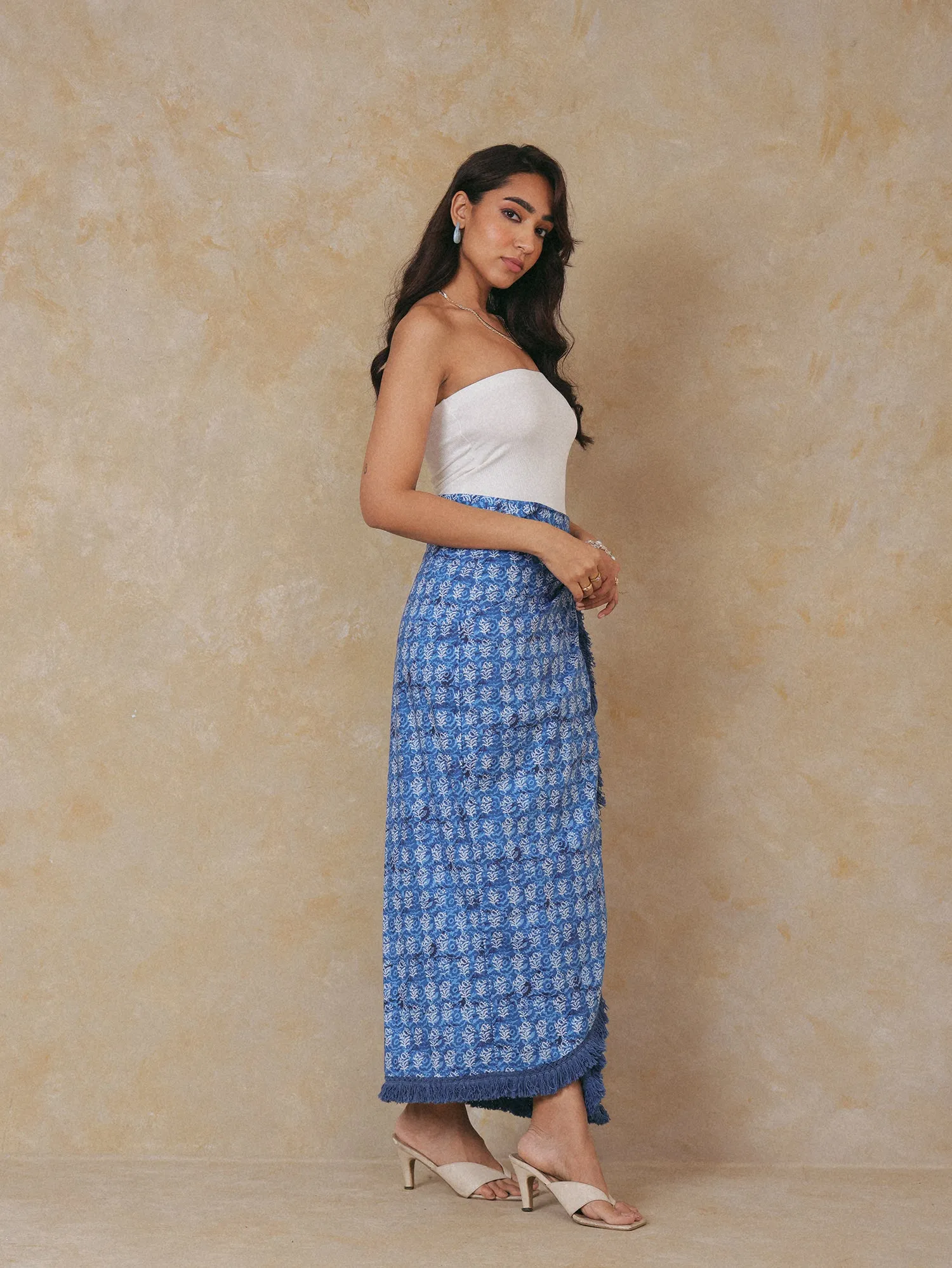 Frindge Detaiiled Wrapped Skirt