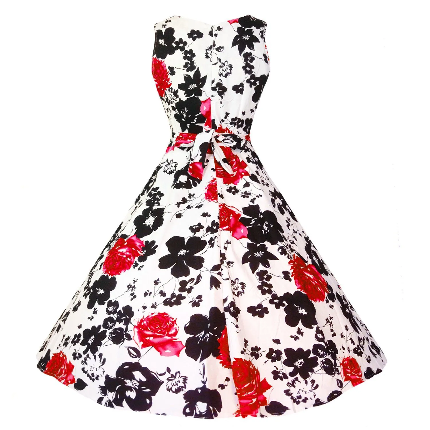 Girls Sleeveless Vintage Print Swing Party Dresses