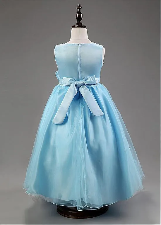 Gorgeous Organza & Satin Scoop Neckline Ball Gown Flower Girl Dresses With Handmade Flowers