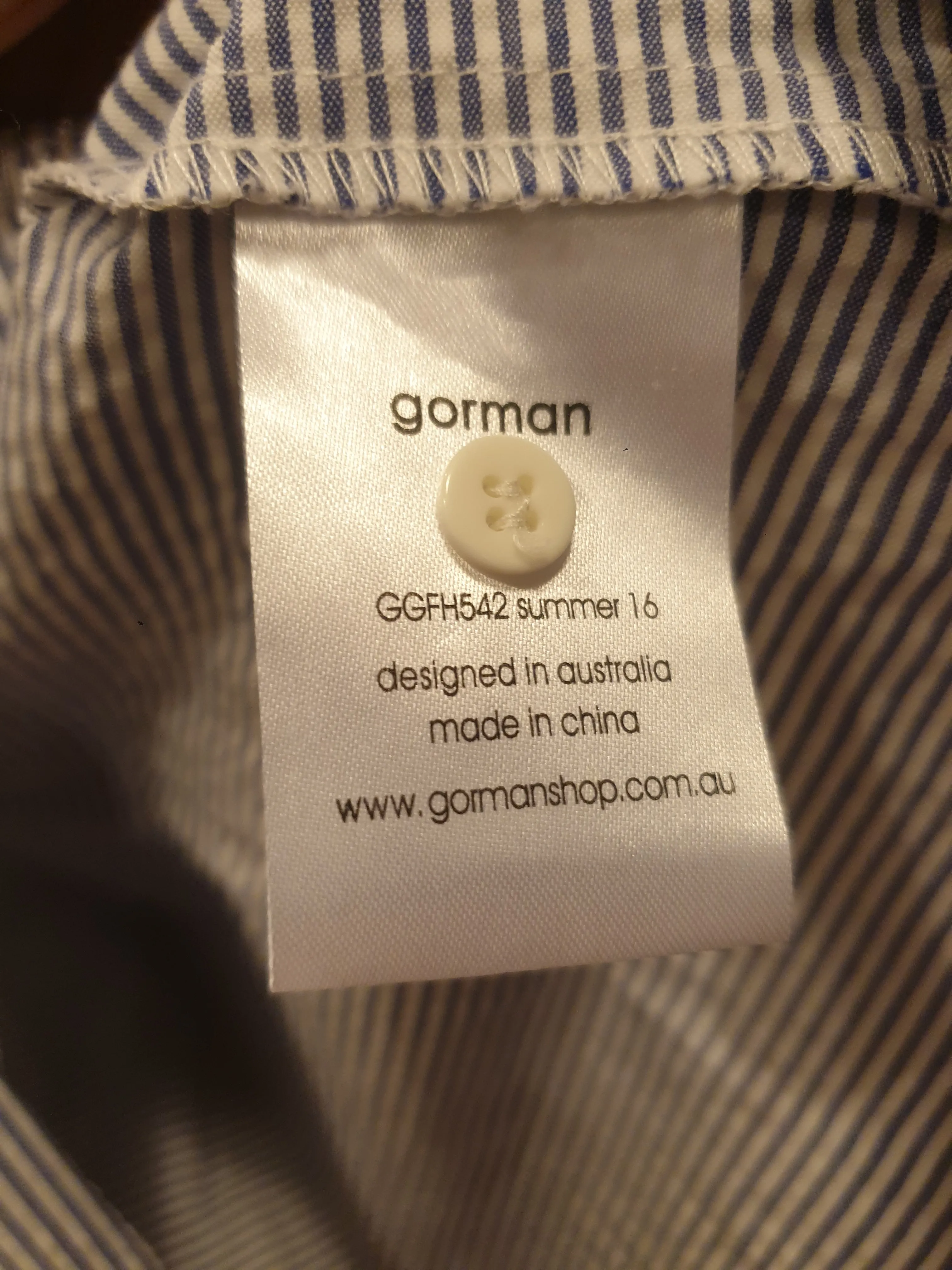 Gorman blue and white striped sleeveless top size 12