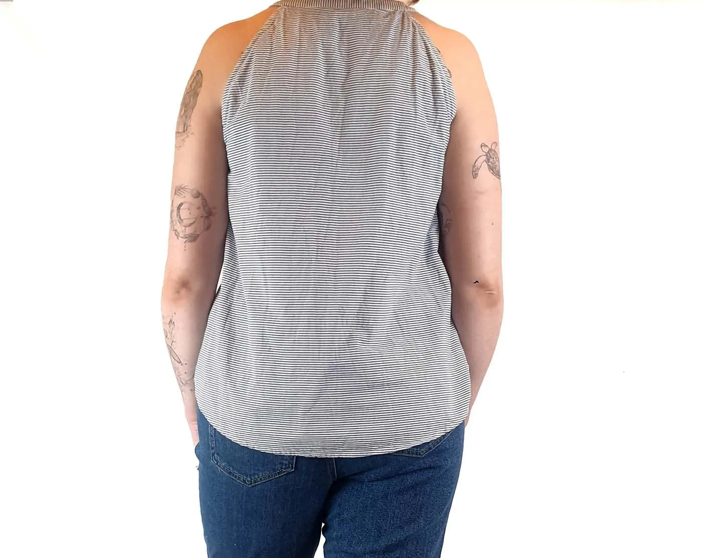 Gorman blue and white striped sleeveless top size 12