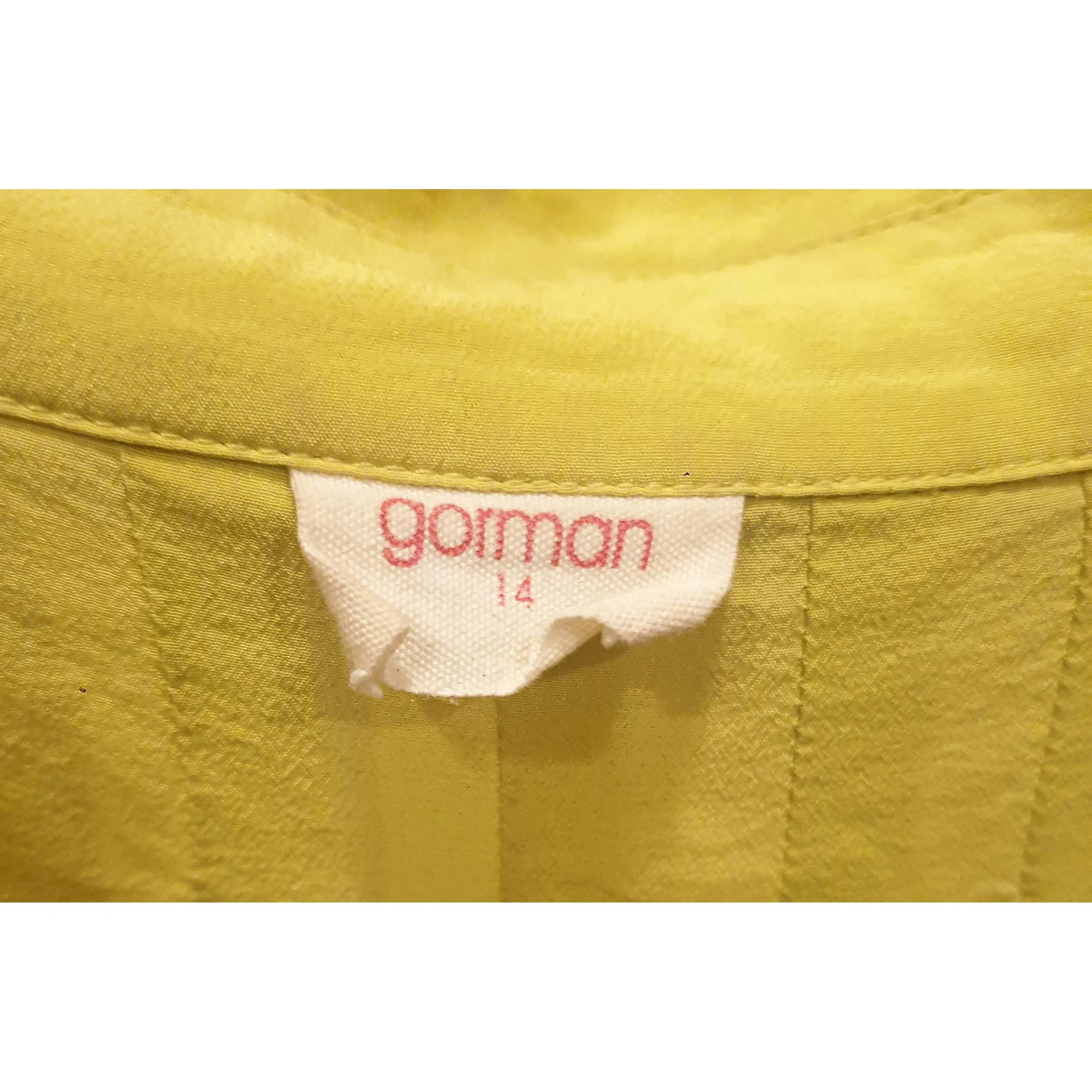 Gorman lime yellow 100% silk sleeveless shirt size 14 (best fits size 12-small 14)