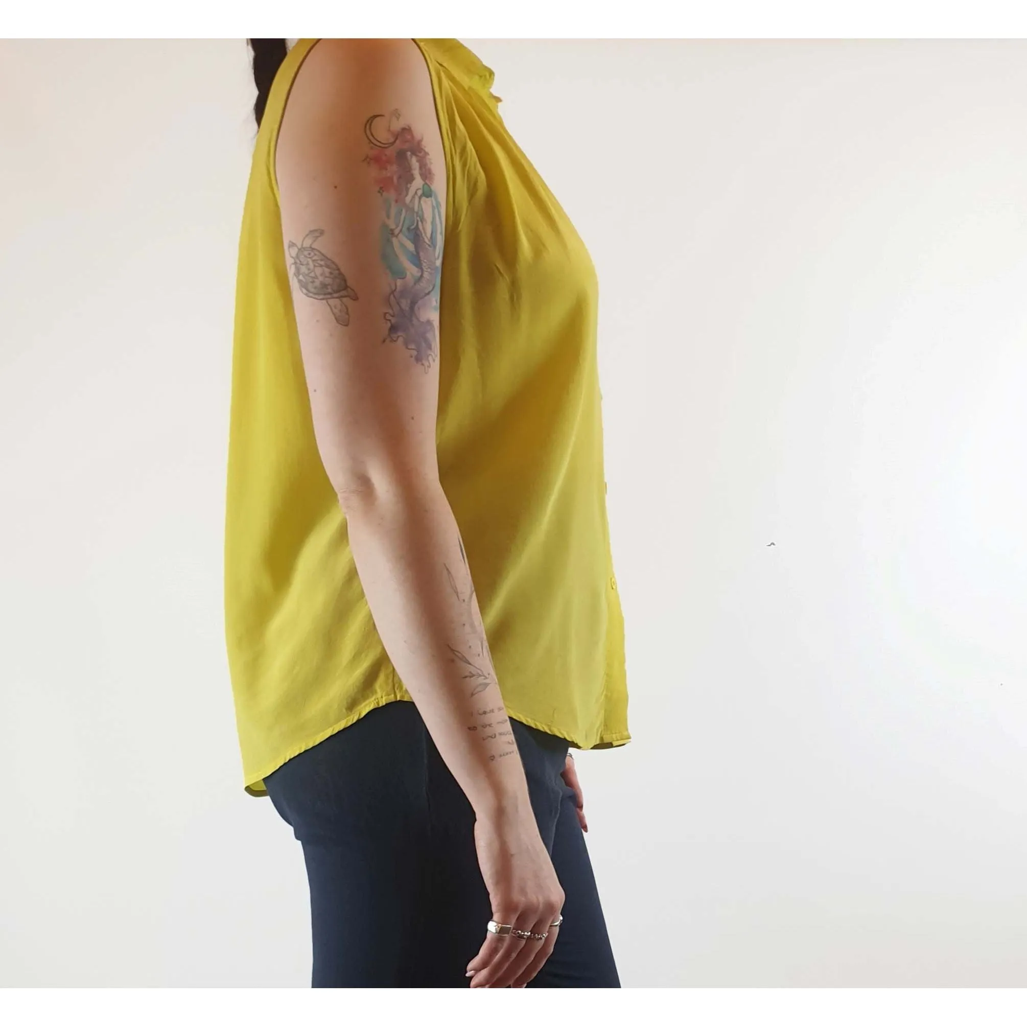 Gorman lime yellow 100% silk sleeveless shirt size 14 (best fits size 12-small 14)