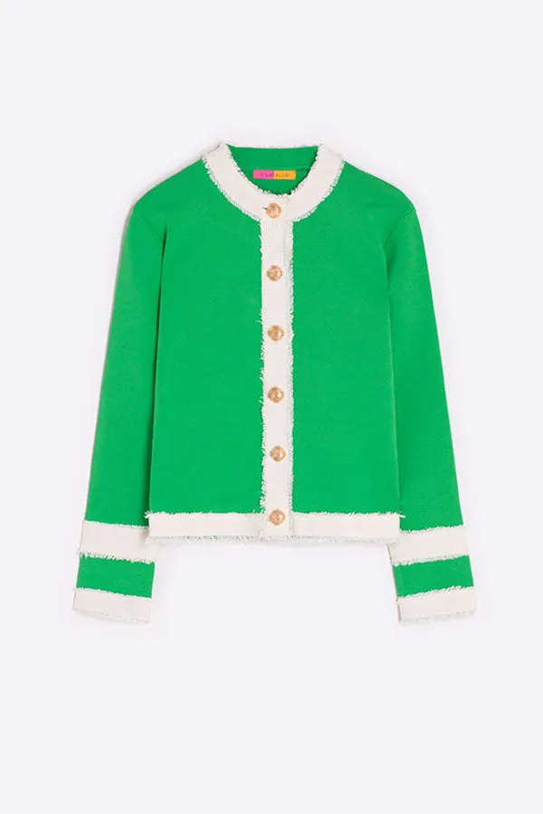 GREEN BICOLOR CARDIGAN