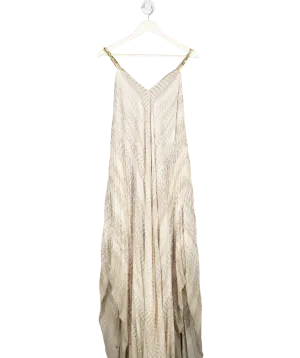 Halston Heritage Cream pleated chain detail dress UK XS