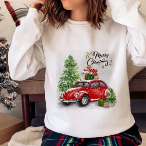 Happy 2021 Christmas O-Neck White Sweater U