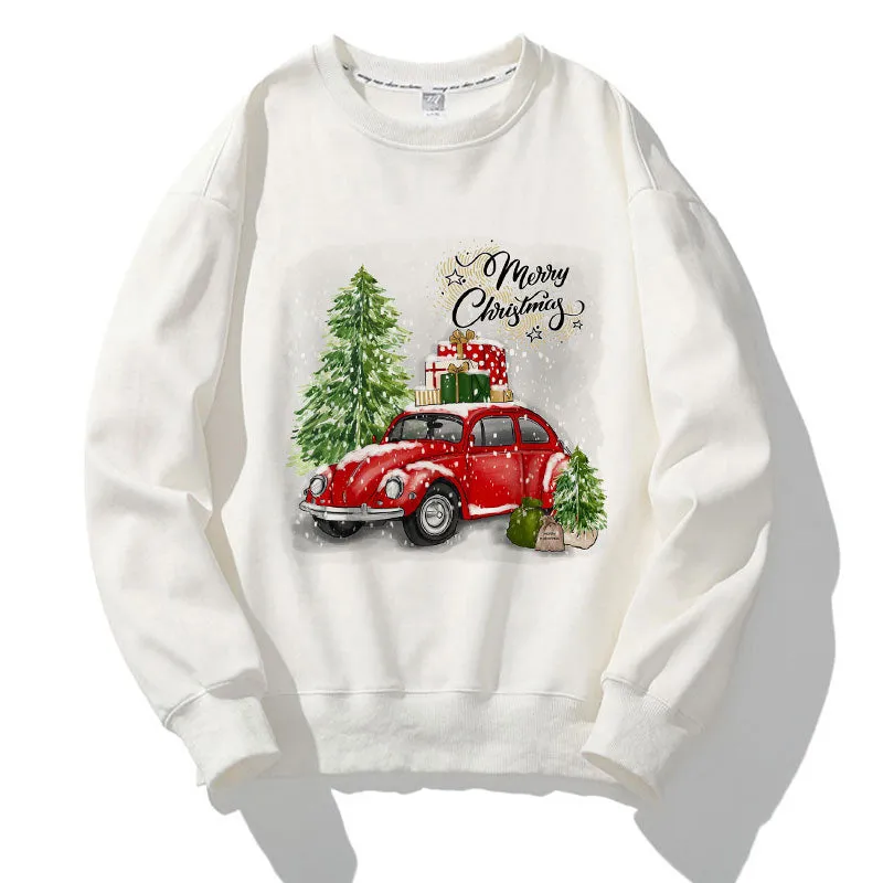 Happy 2021 Christmas O-Neck White Sweater U