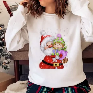 Happy Christmas O-Neck White Sweater A