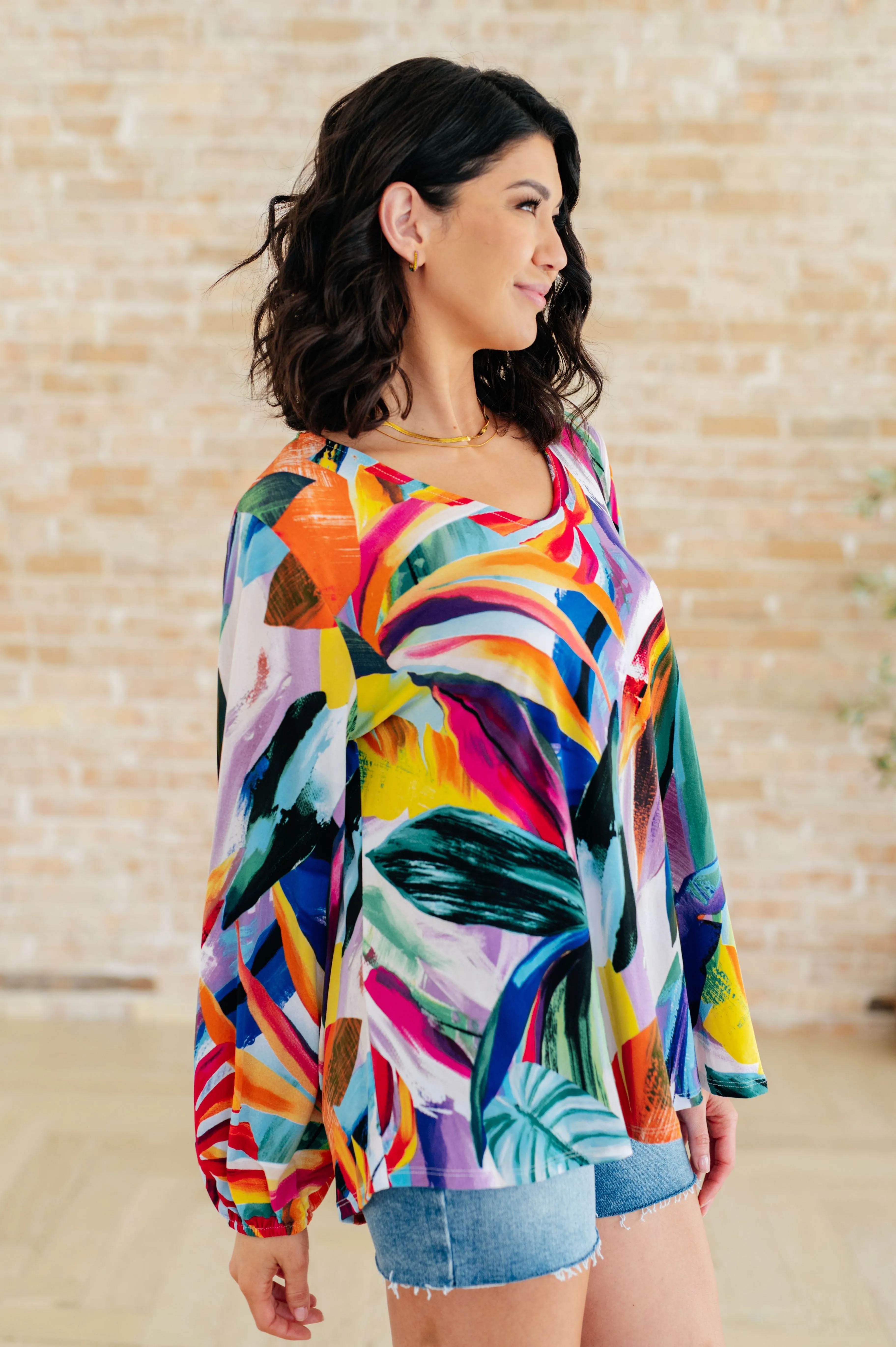 Hazel Blues® |  All Over The World Scoop Neck Blouse