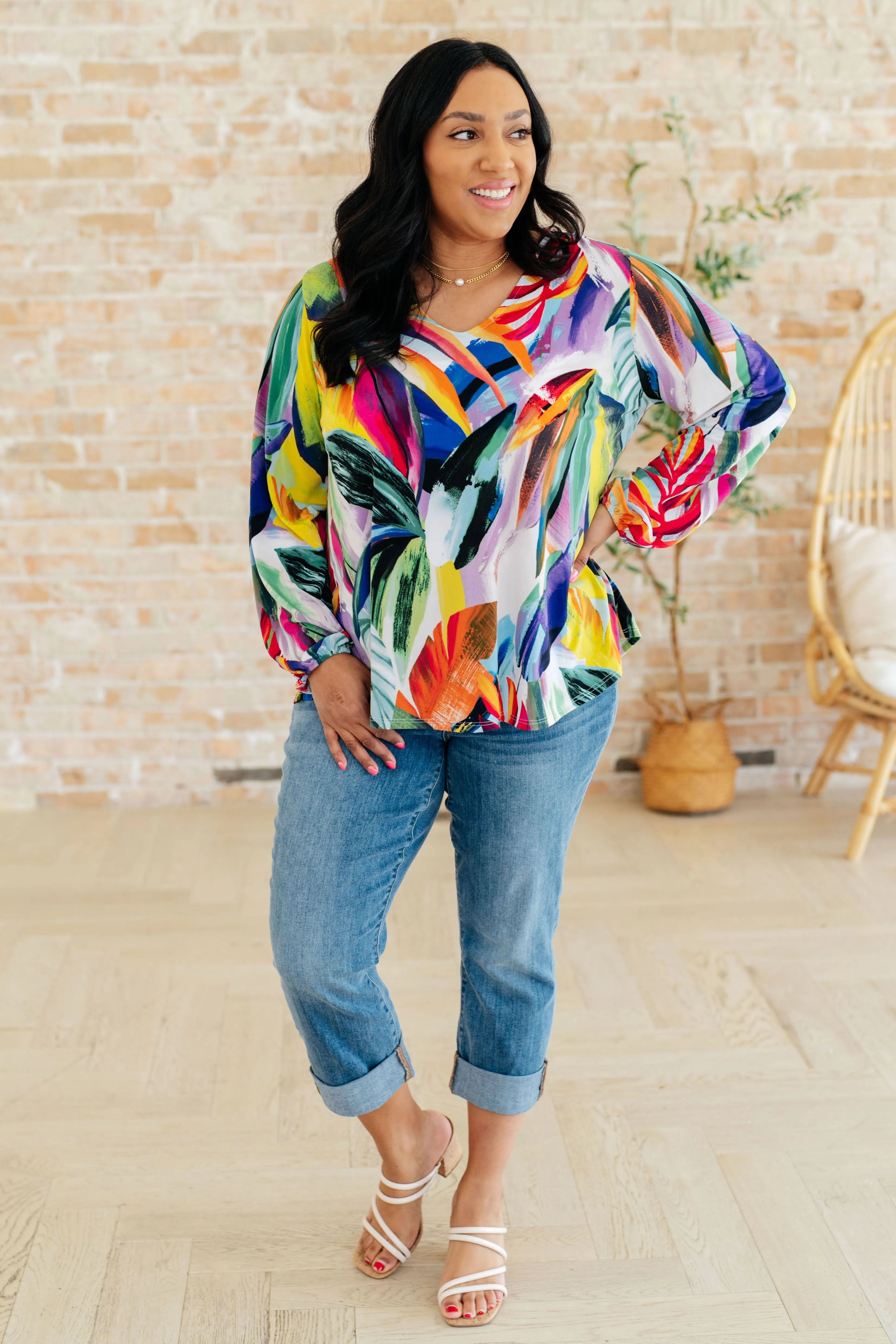 Hazel Blues® |  All Over The World Scoop Neck Blouse