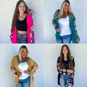 Hazel Blues® |  Crochet Sleeve Cardigan In Assorted Colors