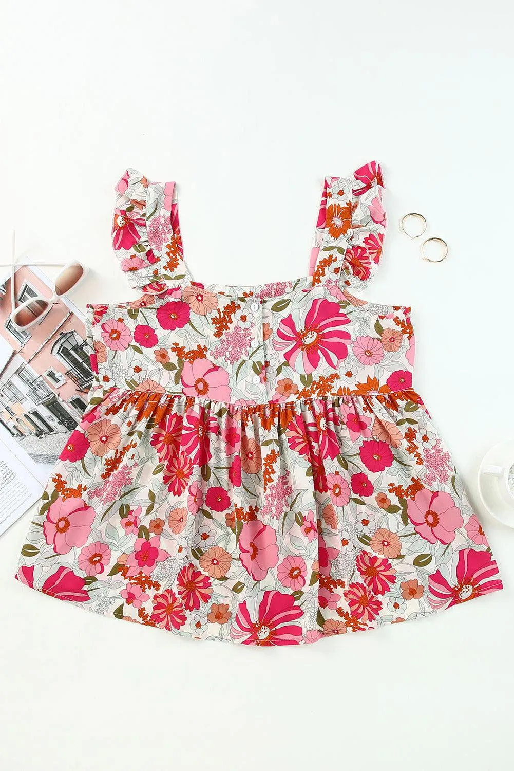 Hazel Blues® |  Floral Square Neck Babydoll Top