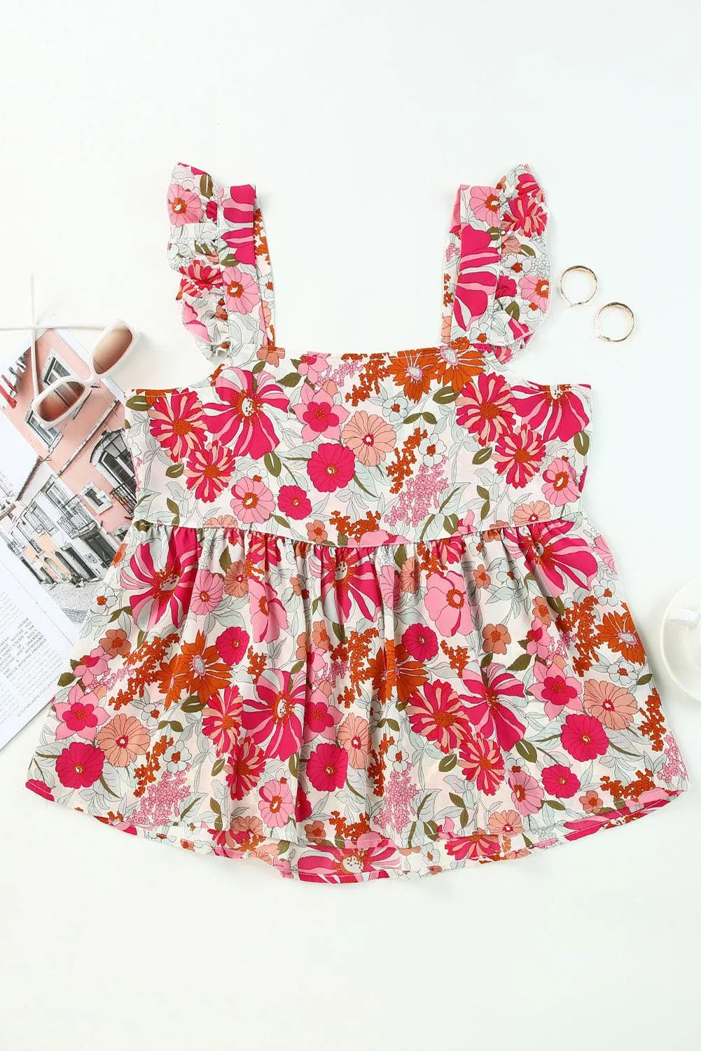 Hazel Blues® |  Floral Square Neck Babydoll Top