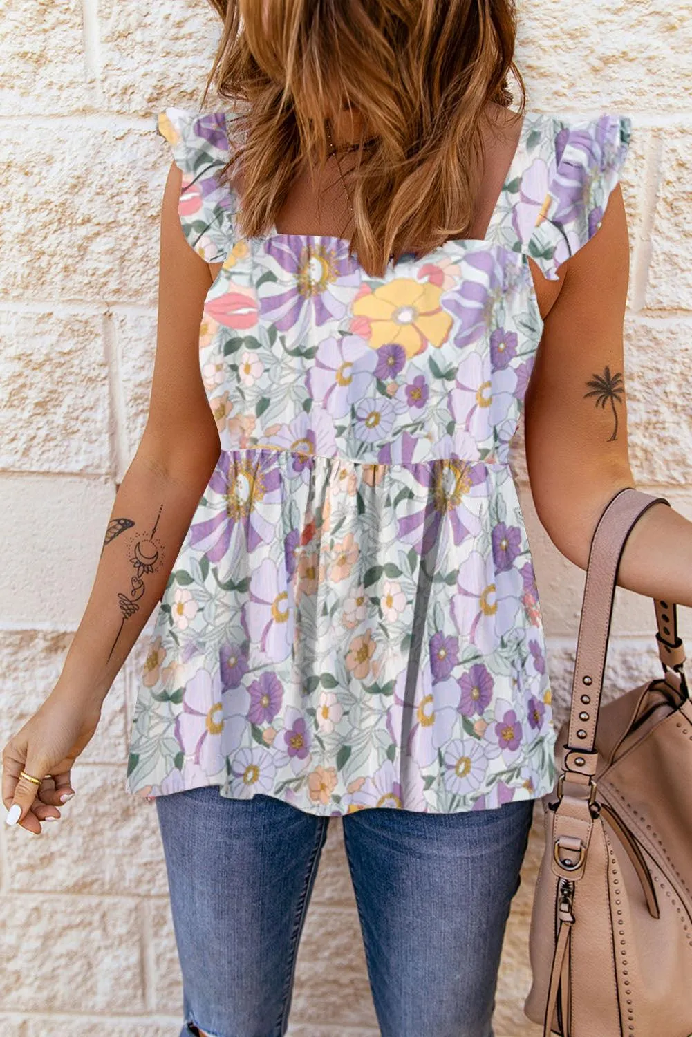 Hazel Blues® |  Floral Square Neck Babydoll Top