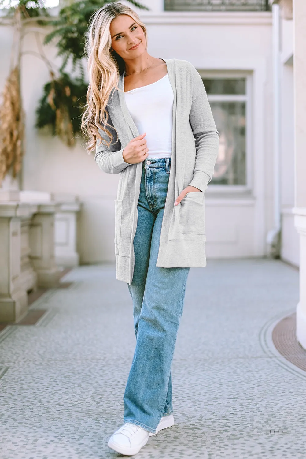 Hazel Blues® |  Pocketed Open Front Long Sleeve Cardigan
