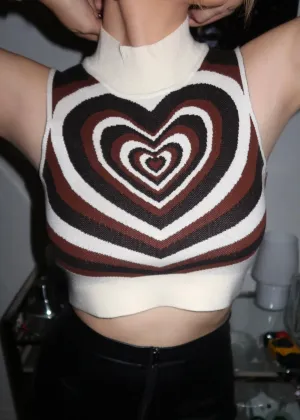 HEART SLEEVELESS KNIT CROP TOP