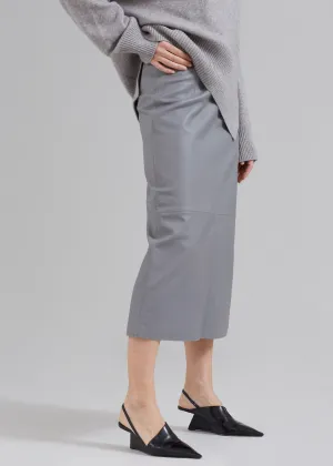 Heather Leather Pencil Skirt - Grey