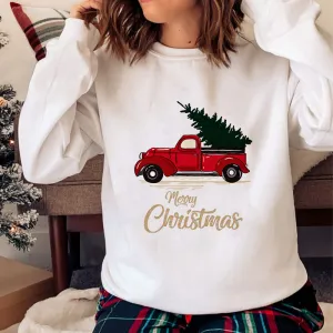 Hello Christmas O-Neck White Sweater D