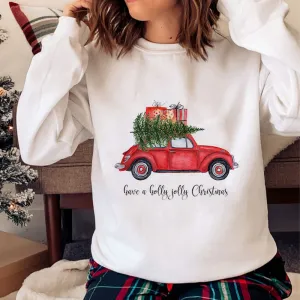 Hello Christmas O-Neck White Sweater J