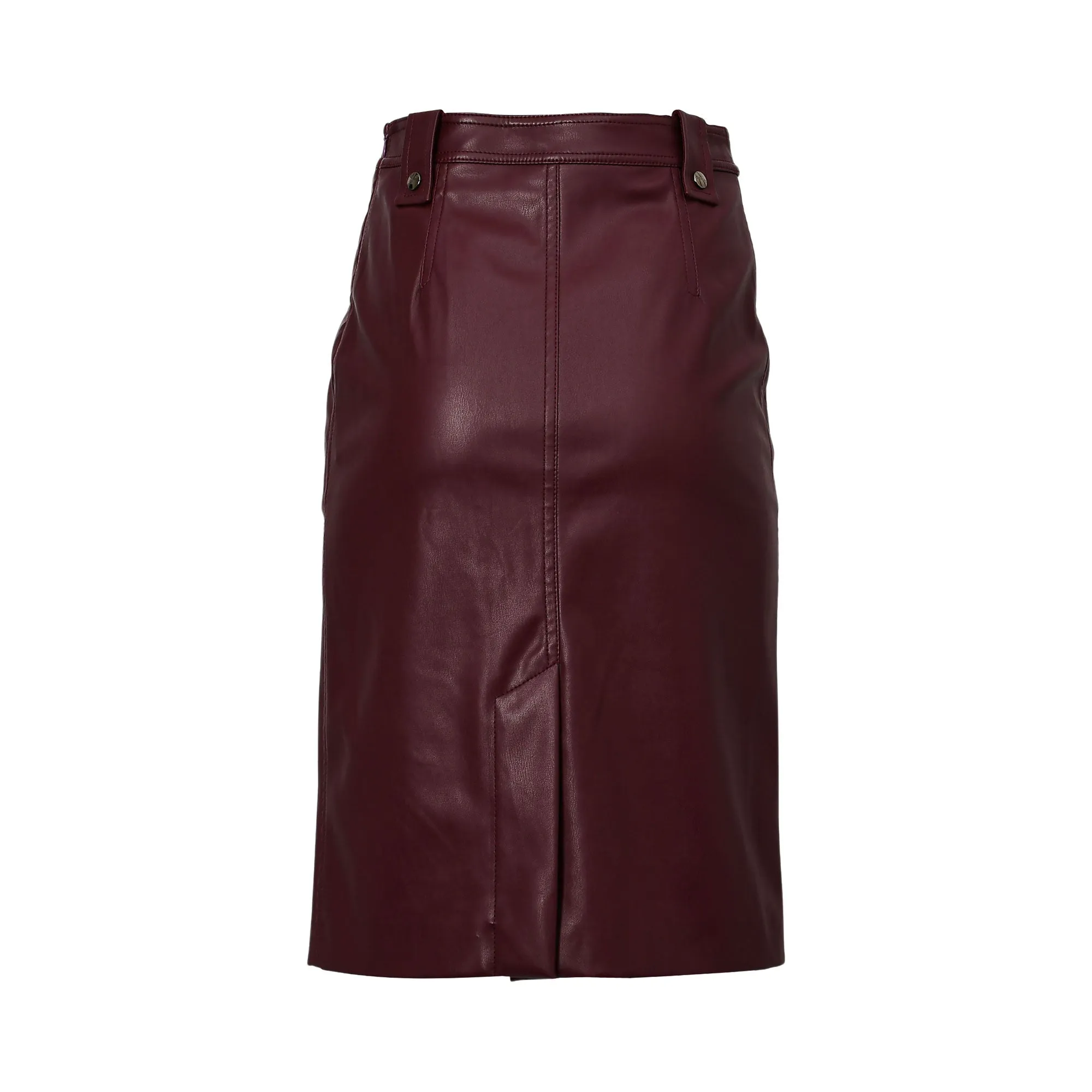 Iceberg Women's Maroon Faux Leather Pencil Skirt