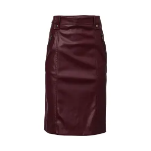 Iceberg Women's Maroon Faux Leather Pencil Skirt