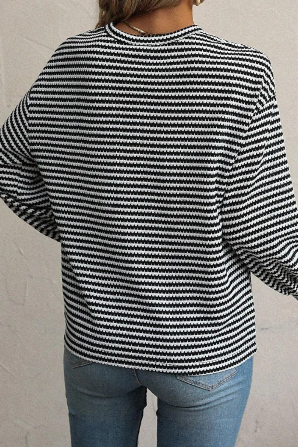 Jessie Jo Striped Round Neck Long Sleeve Top