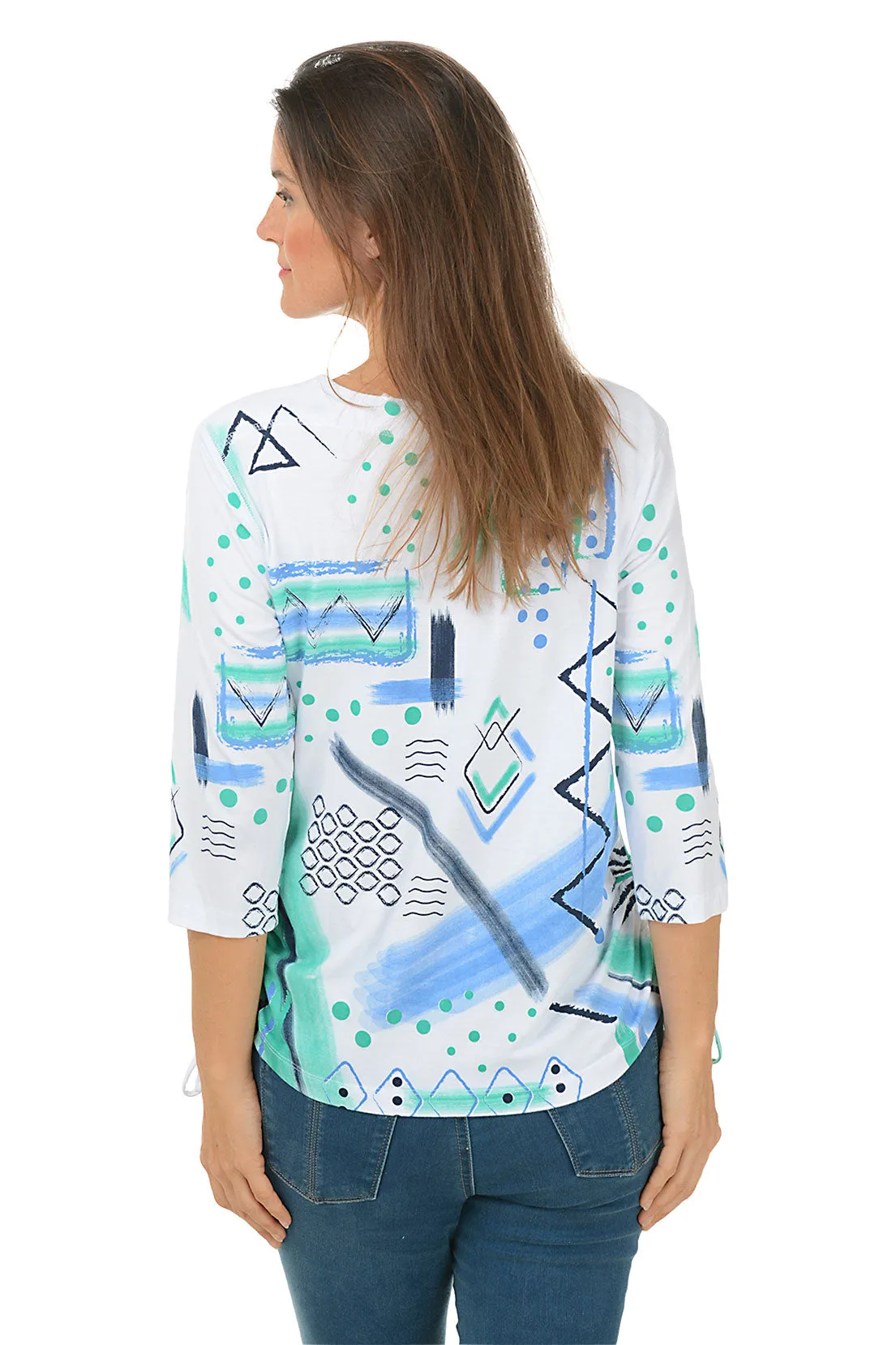 Jetty Abstract Diamonds Side Shirred Top