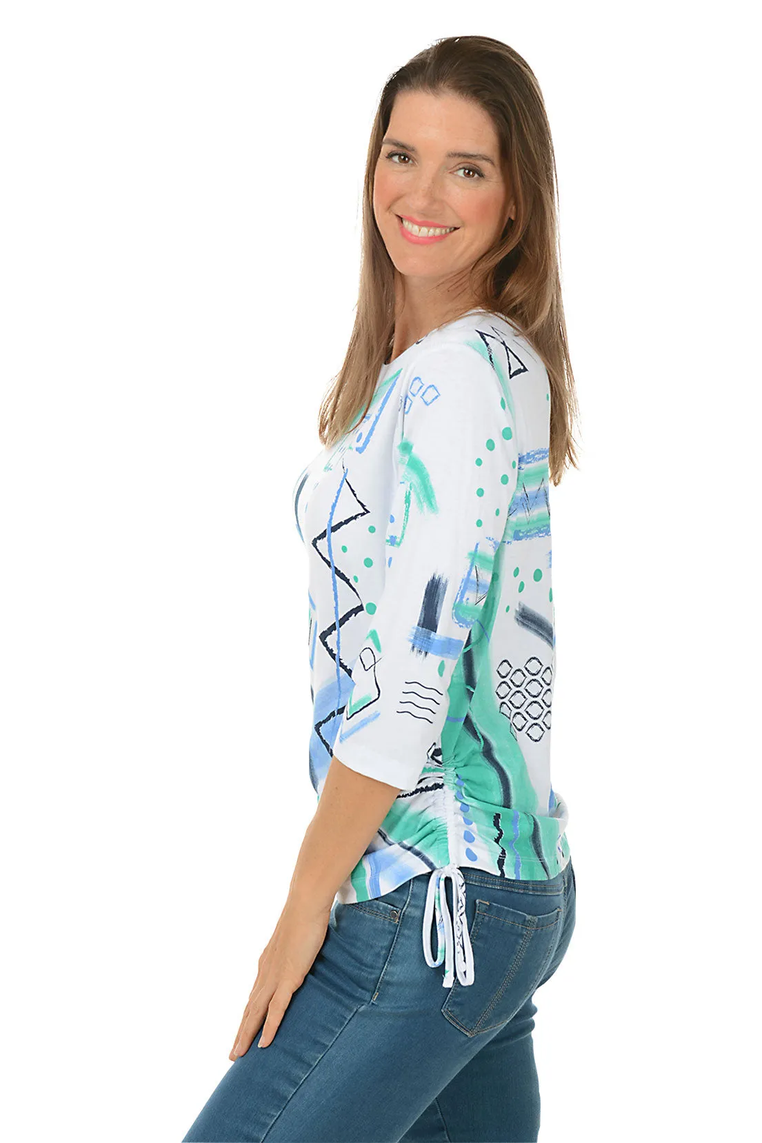 Jetty Abstract Diamonds Side Shirred Top