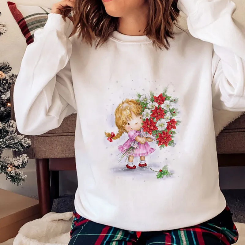 Jolly Christmas O-Neck White Sweater A