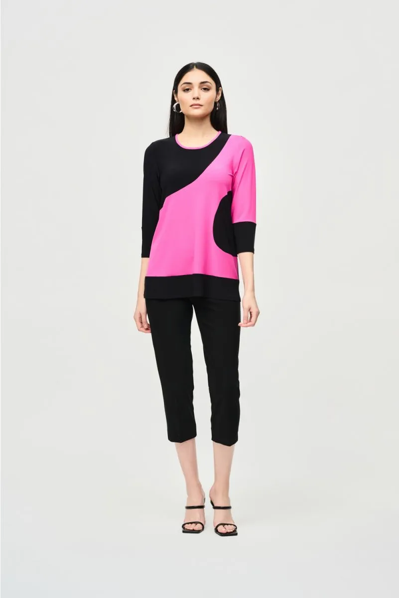 Joseph Ribkoff Two-Tone Color Block 3/4 Sleeve Top 241256