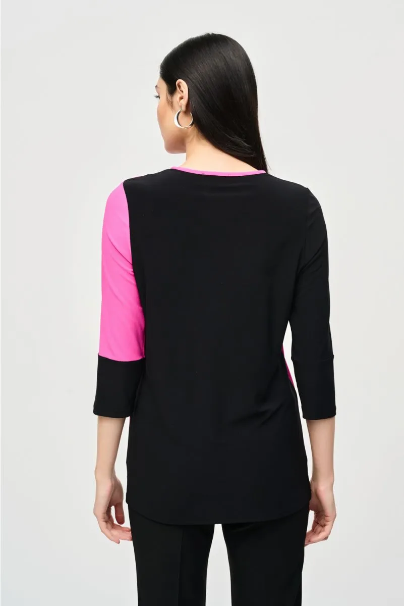 Joseph Ribkoff Two-Tone Color Block 3/4 Sleeve Top 241256
