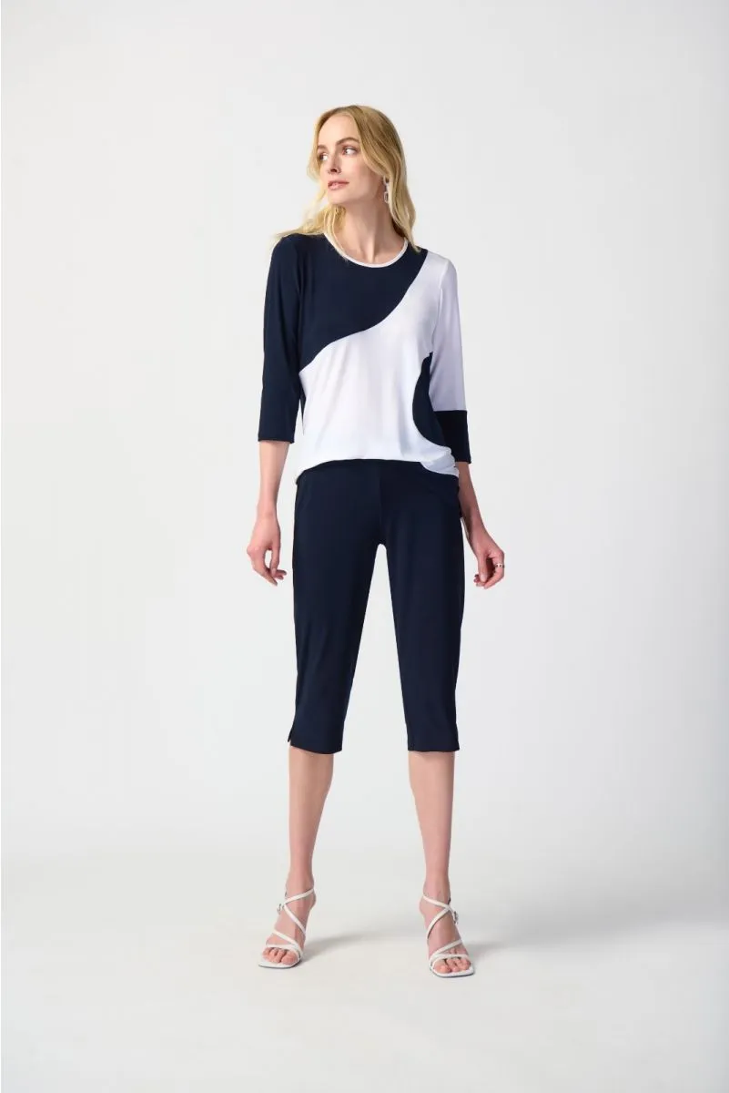 Joseph Ribkoff Two-Tone Color Block 3/4 Sleeve Top 241256