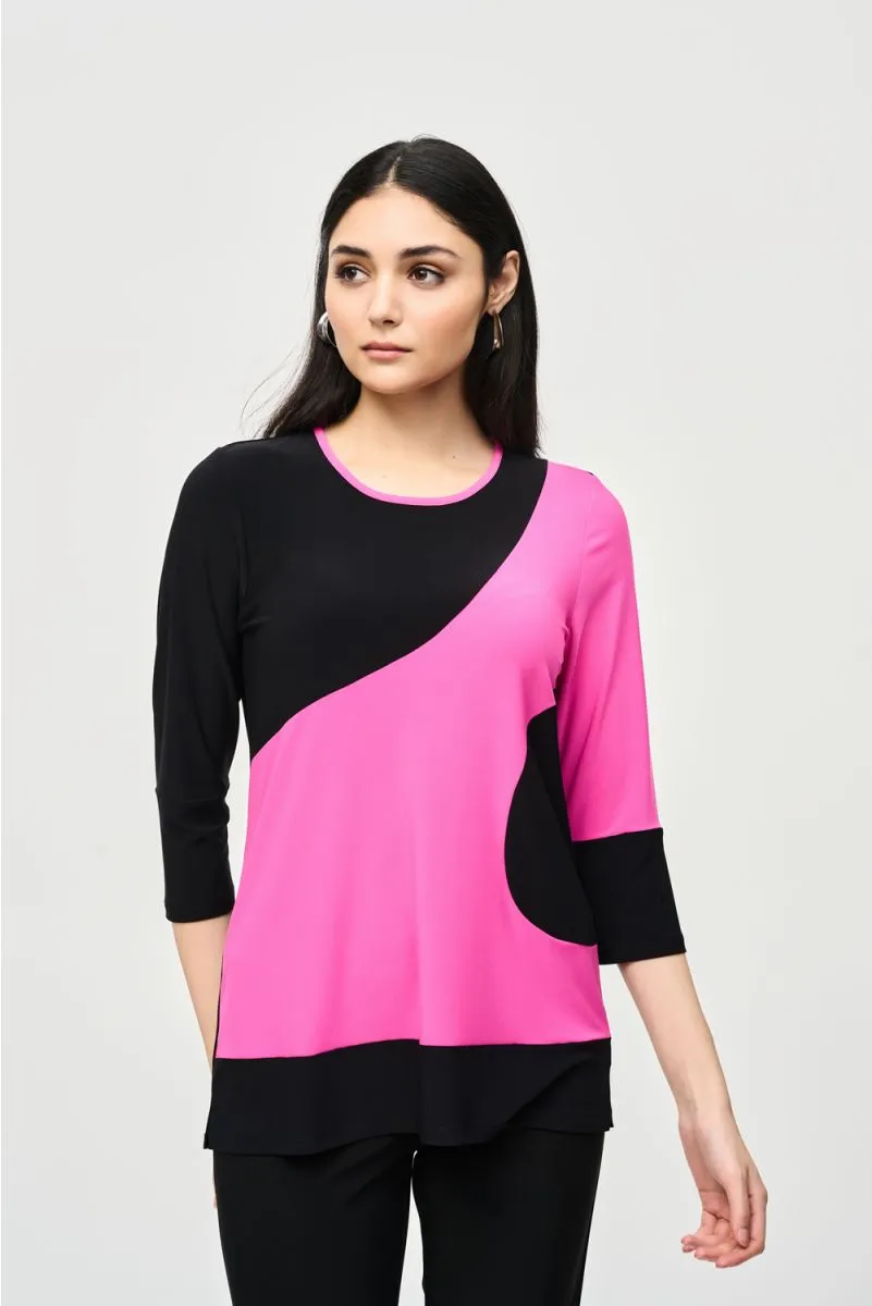 Joseph Ribkoff Two-Tone Color Block 3/4 Sleeve Top 241256