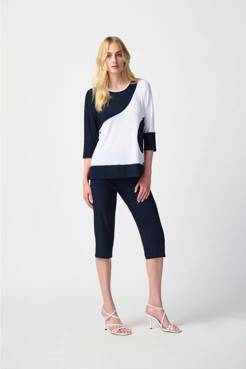 Joseph Ribkoff Two-Tone Color Block 3/4 Sleeve Top 241256