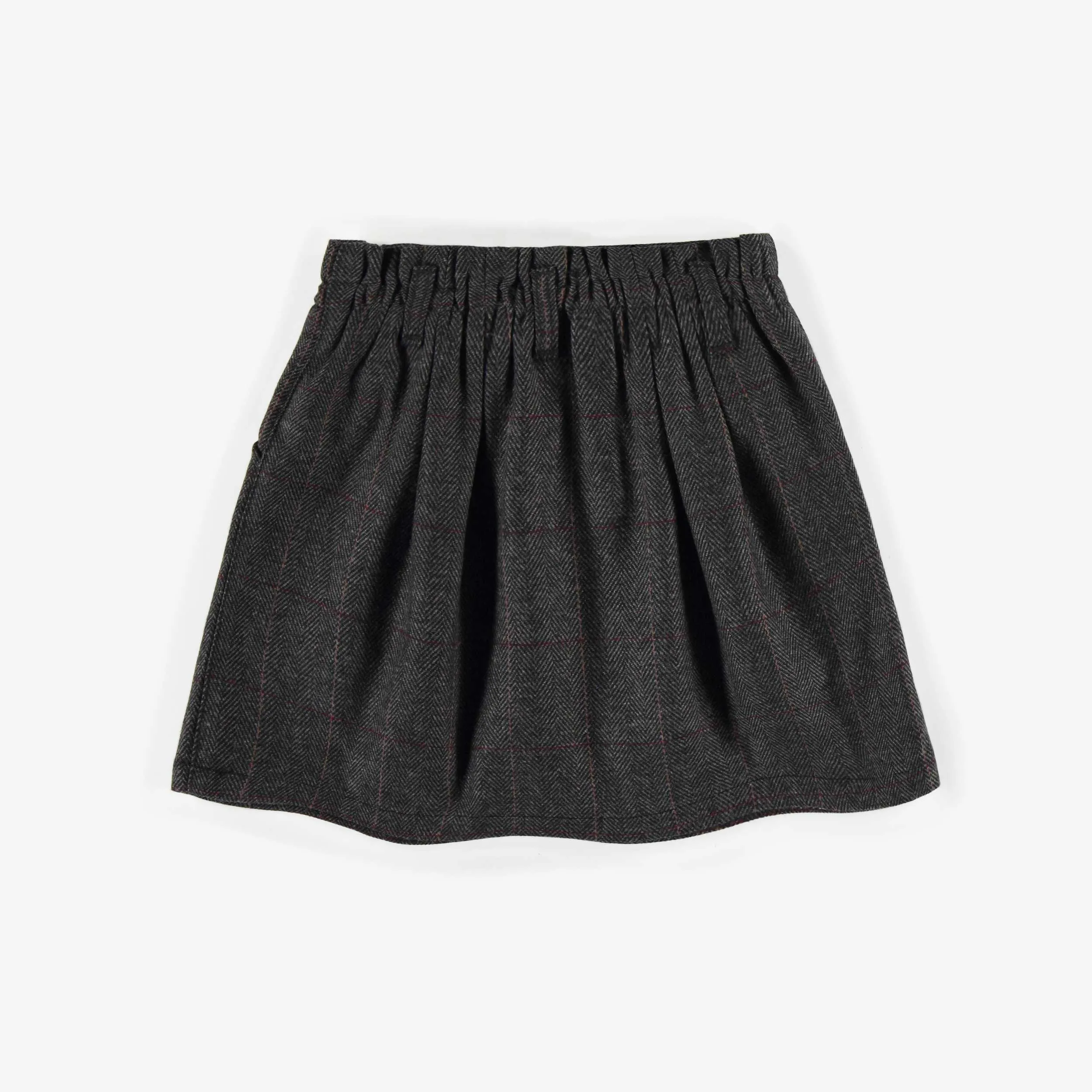 Jupe de tweed grise à chevrons, enfant || Grey herringbone tweed skirt, child