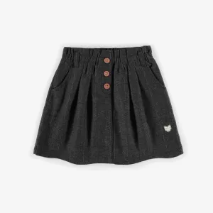Jupe de tweed grise à chevrons, enfant || Grey herringbone tweed skirt, child