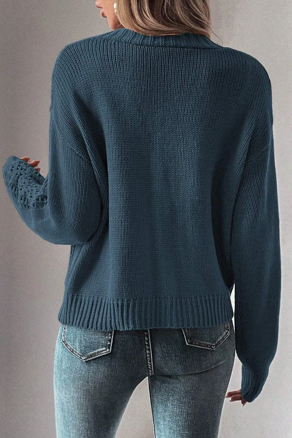 KaleaBoutique Open Knit Drop Shoulder Sweater Cardigan