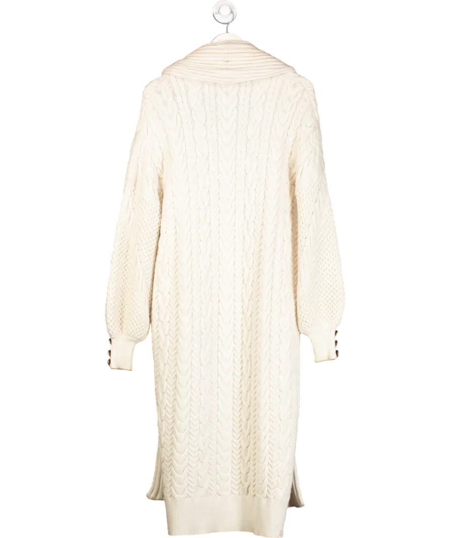 Karen Millen Cream All Over Cable Knit Shawl Collar Longline Coatigan UK XS