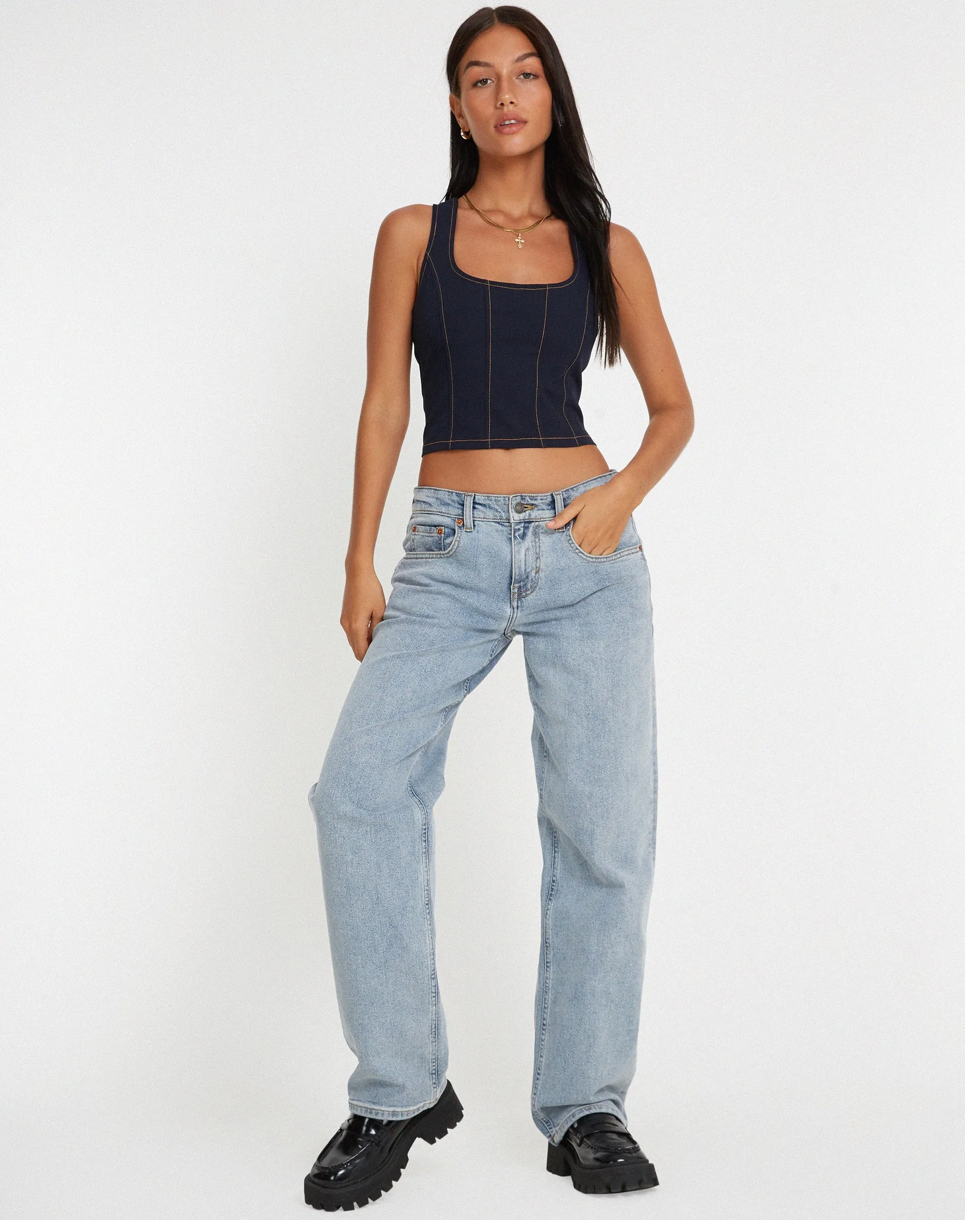 Kayaso Corset Top in Navy