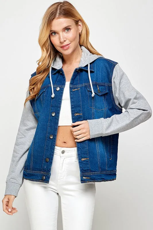 Keep It Cool Denim Jacket with Fleece Hoodie (4 Colors)