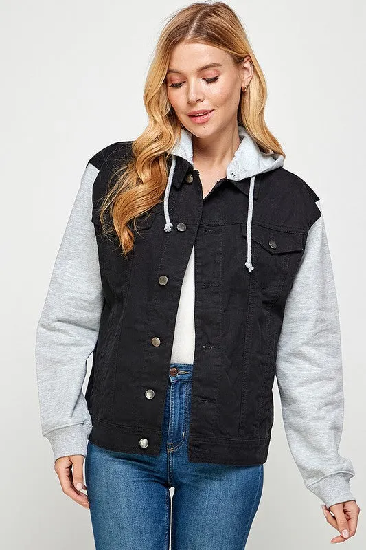 Keep It Cool Denim Jacket with Fleece Hoodie (4 Colors)