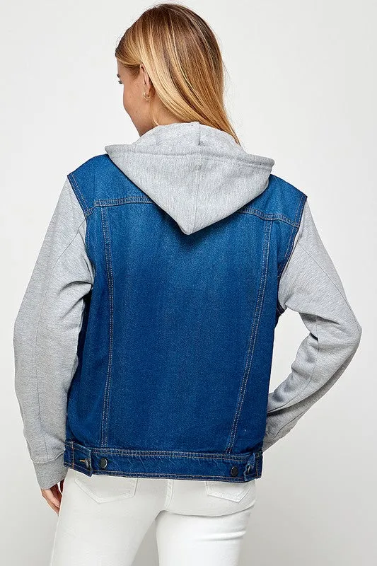 Keep It Cool Denim Jacket with Fleece Hoodie (4 Colors)
